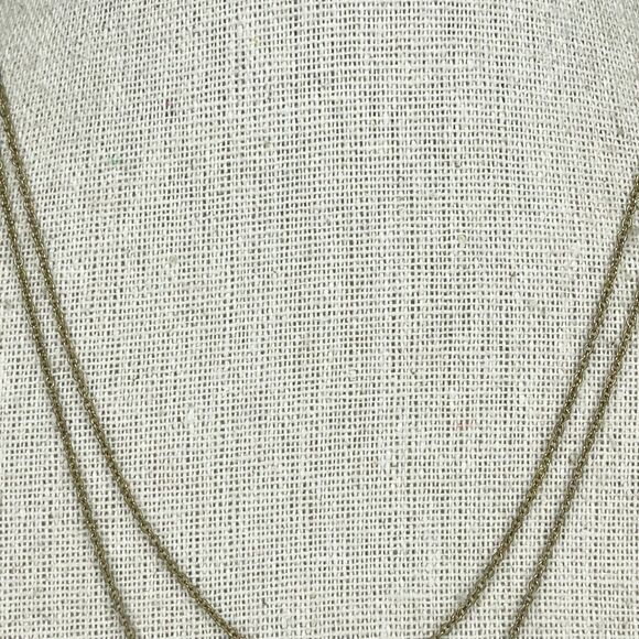 Gold Tone Double Strand Single Faux Pearl Necklace - Picture 2 of 5